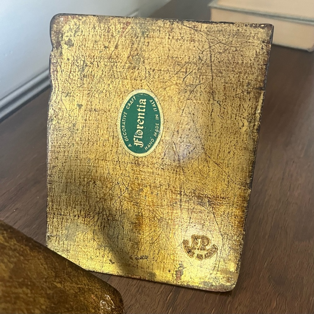 Pair of Gold Gilt Wooden Florentine Bookends, Made in Italy - Picture 7 of 14